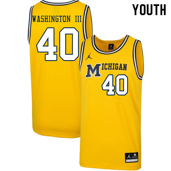 Youth #40 George Washington III Michigan Wolverines College Basketball Jerseys Stitched Sale-Retro